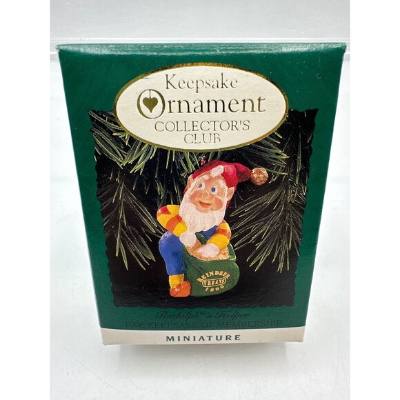 Hallmark Keepsake Rudolphs Helper Reindeer Treats Elf Ornament 1996 Miniature - Picture 6 of 7